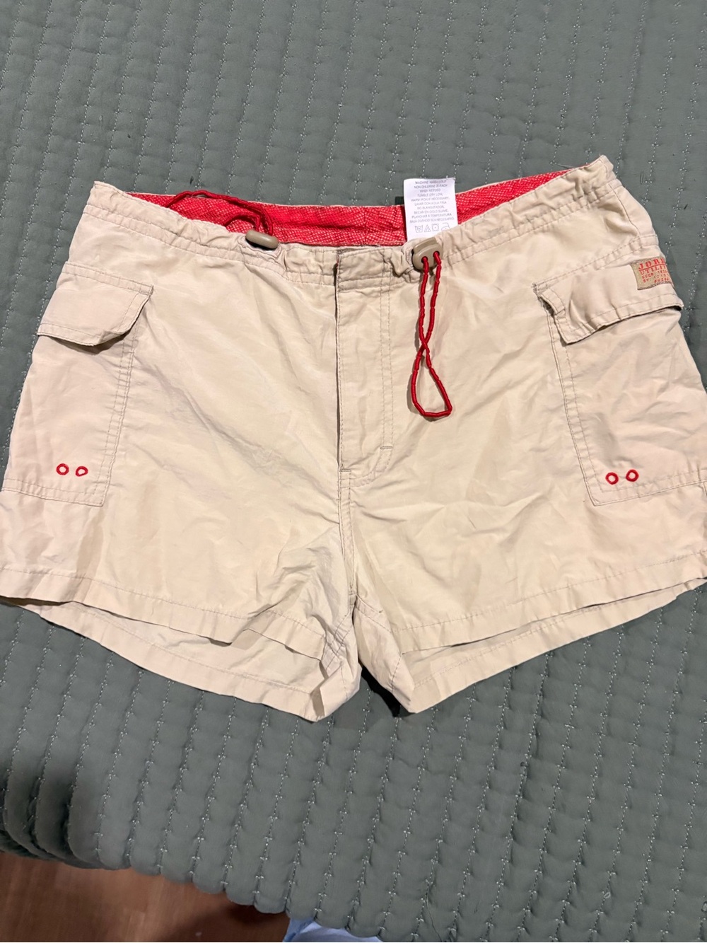 Jordache Beige Cargo Shorts with Red Trim